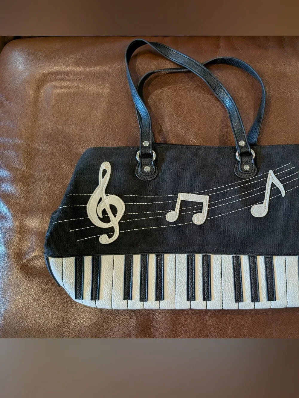 Black & White Music-Themed Tote Bag